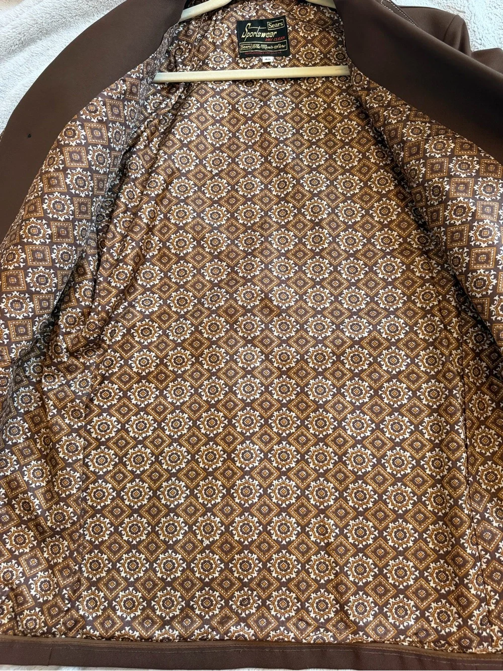 Vintage 70s Sears Sportswear Brown Western‎ Leisure Jacket Contrast Stitch 40